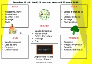 menu semaine 12 2016