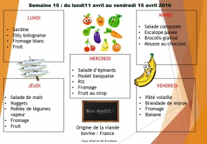 menu semaine 15 2016