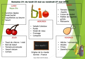 Menu semaine 21 2016