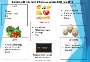 menu semaine 25 2016