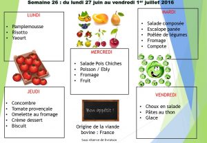 menu semaine 26 2016