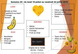 menu semaine 29 2016