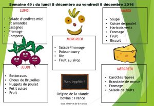 Menu semaine 49