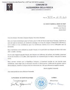 lettre de M. Alfonso Frisco